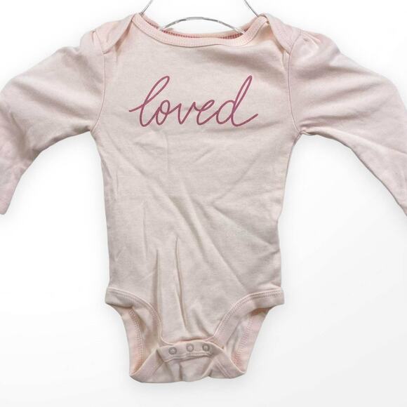 CLOUD ISLAND Pink Loved Cursive Long Sleeve Infant Bodysuit - Picture 1 of 10